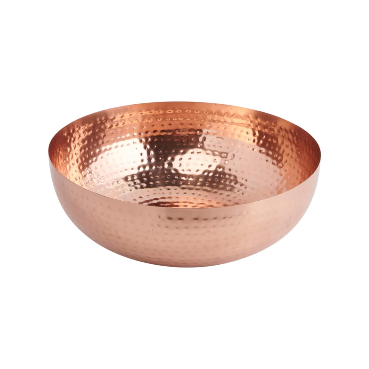 14&#x22; Copper Finish Round Hammered Metal Bowl